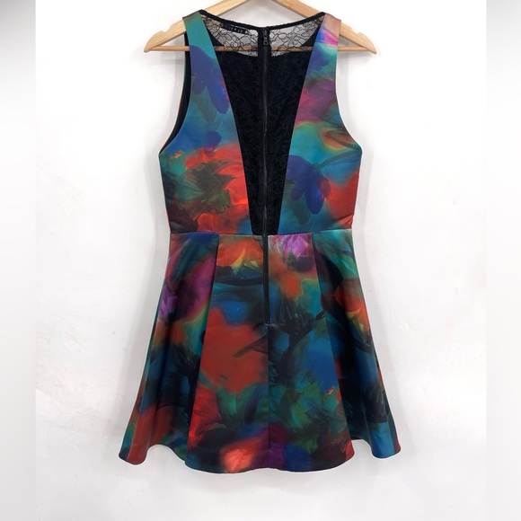 Alice + Olivia Dress Belia A-Line Watercolor Dress Multicolor Size 8 - Picture 4 of 7
